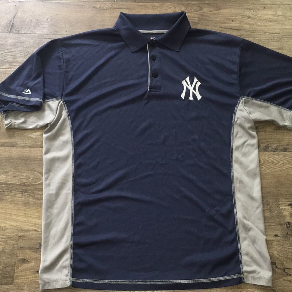 New York Yankees Majestic baseball team 2 tone sewn logo Golf polo shirt XL tall